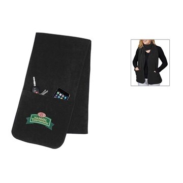 48 Promotional Fleece Scarf With Pockets - 100% Polyester