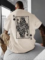 Unisex Men's Playing Card Print Round Neck Tee, Summer Top, Regular Fit Streetwear Short Sleeve Crew Neck T-shirt for Summer,...