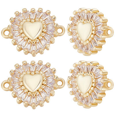 6Pcs Brass Pave Clear Cubic Zirconia Connector Charms