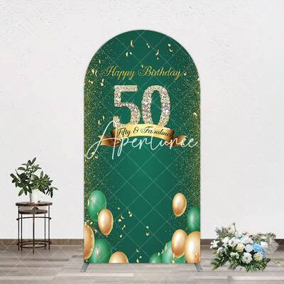 Aperturee Green Balloons Sparkle 50th Birthday Arch Backdrop, 1.6X4FT(0.5X1.2M), 38.18 USD, arch backdrop kit, GAH0B141-A