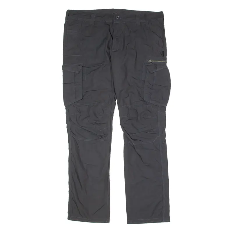 QUECHUA Cargo Mens Trousers Grey Regular Wide-Leg W40 L32