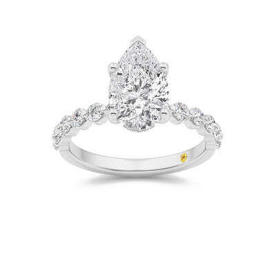 Frost Shared Prong Pear Shape Lab Grown Diamond Engagement Ring | 10K White Gold 3 3/4 CT. TW.