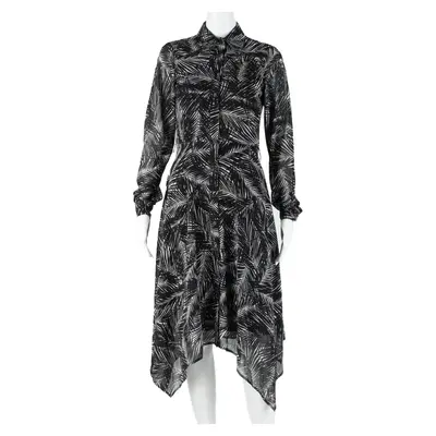 MICHAEL KORS Womens Shirt Dress Black Striped Long Sleeve Midi XXS