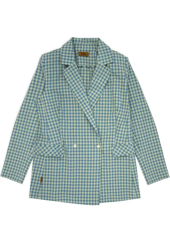 Women's checked blazer - Green/Blue | Size: L