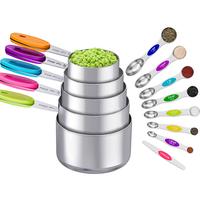 Measuring Cup and Magnetic Measuring Spoon Set with Leveler, Stainless Steel Dishwasher Safe, Nesting Metal Spoons Cups for C...