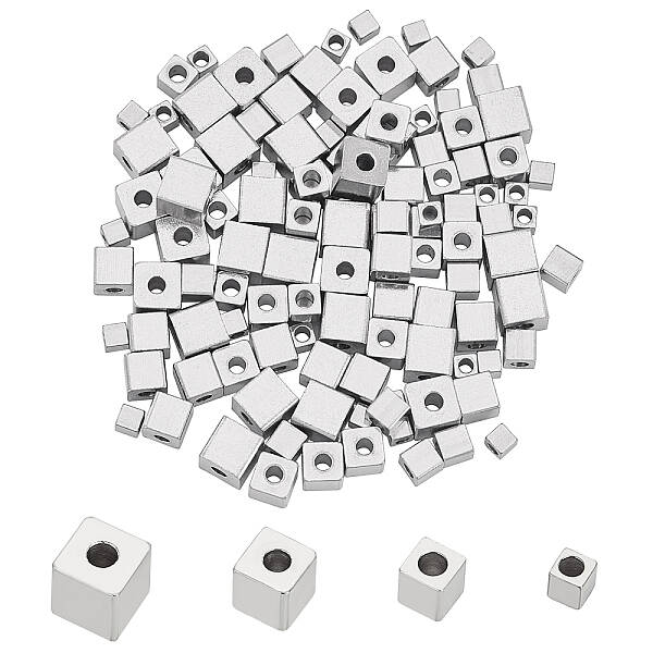 120Pcs 4 Style 304 Stainless Steel Beads