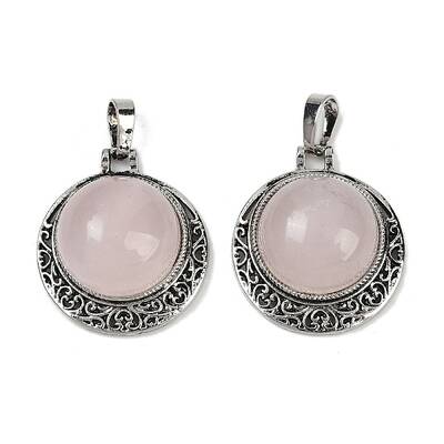 Natural Rose Quartz Half Round Pendants