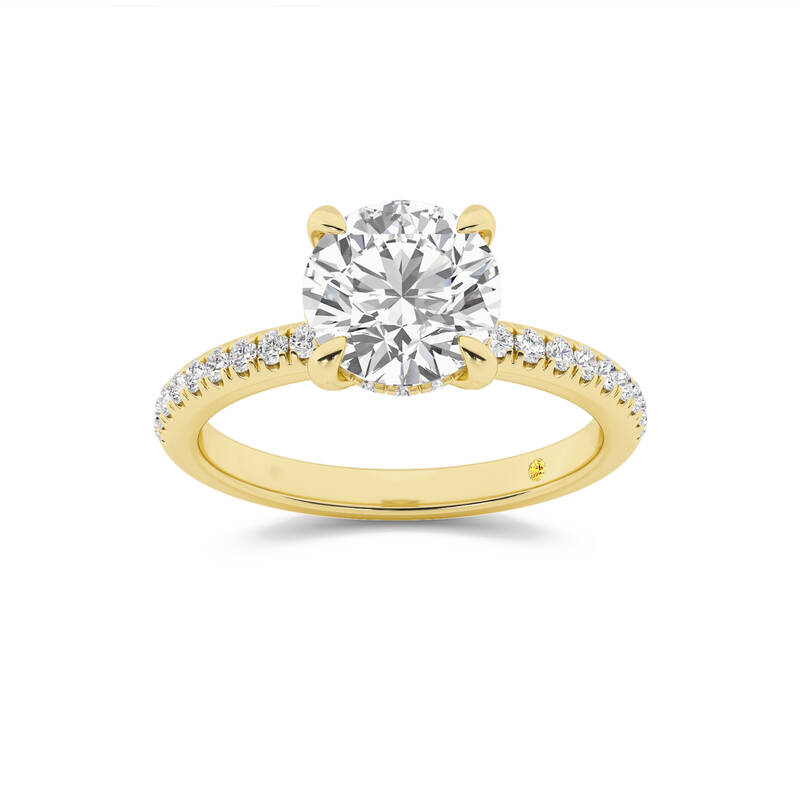 Aurelia Half Coverage Hidden Halo Round Lab Grown Diamond Engagement Ring | 10K Yellow Gold 2 7/8 CT. TW.