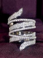 Elegant Rhinestone Decorated Cuff Ring, Cluster Ring, Exquisite Trendy Engagement Ring, Fashionable Jewelry for Women As Enga...