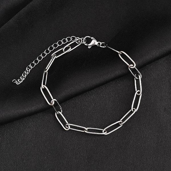 Tarnish Resistant 304 Stainless Steel Paperclip Chain Bracelet for Men Women