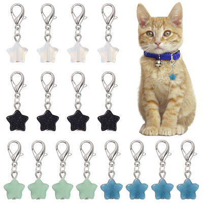 16Pcs 4 Colors Star Gemstone Pendant Decoration