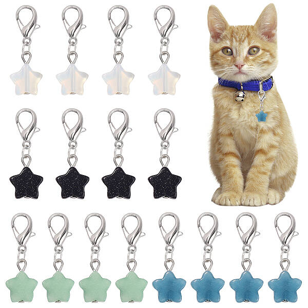 16Pcs 4 Colors Star Gemstone Pendant Decoration
