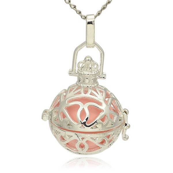 Silver Color Plated Brass Hollow Round Cage Pendants