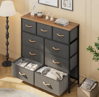 Yitahome 9 Drawer Dresser for Bedroom, Fabric Chests of Drawers, Organizer Unit Storage Tower for Bedroom, Living Room, Hallw...