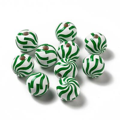 Christmas Theme Printed Natural Wooden Beads