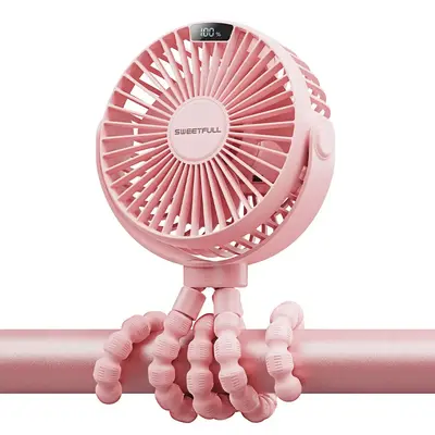 Sweetfull Portable Fan, 4-speed Rechargeable Mini Clip-on Fan, Handheld Tabletop Cooling Fan for Car Seat Bed Running Machin...