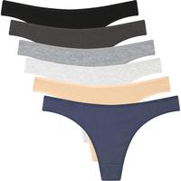 6 Pack Women's Thongs Cotton Breathable Panties Bikini Underwear easy to wear