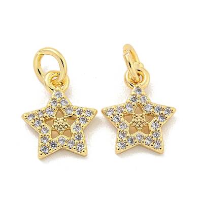 Brass Micro Pave Clear Cubic Zirconia Charms