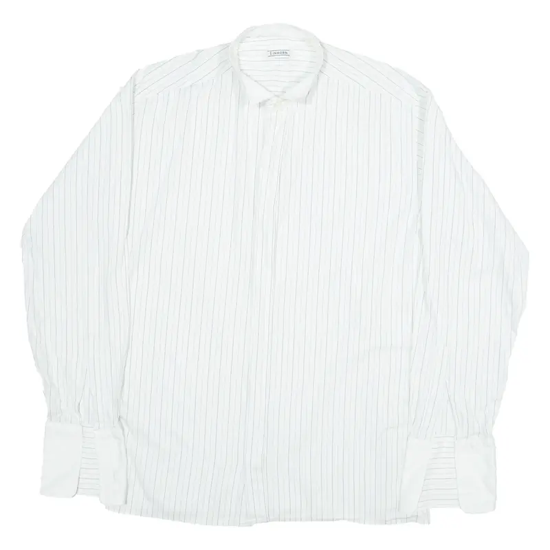 EINHORN Mens Shirt White Striped Long Sleeve S