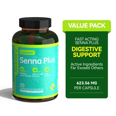 LUCKTELL Senna Plus - 15 Day Cleanse | Gentle Gut Cleanse, Fast-acting, Dietary Supplement | Senna Leaf, 30 Capsules, Healthc...