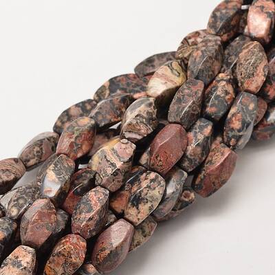 Natural Leopard Skin Jasper Twist Beads Strands