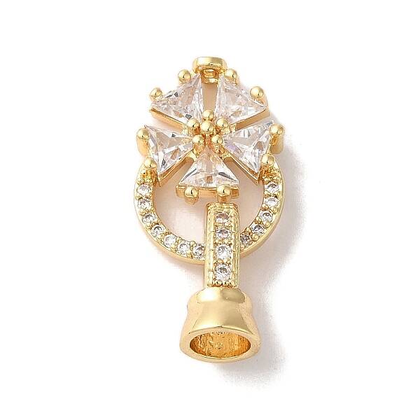 Brass Micro Pave Cubic Zirconia Fold Over Clasps
