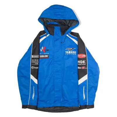 ROB MAC RACING Yamaha Motorcycle Mens Jacket Blue Nylon Hooded Colourblock M