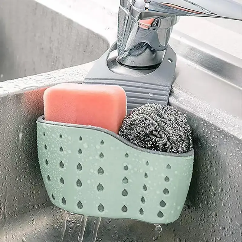 Kitchen Sink Hanging Drain Basket, 1 Count Adjustable Faucet Sponge Drain Rack, Household Kitchen Gadgets, Kitchen Accessorie...