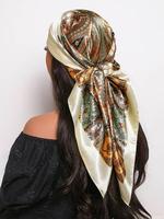 Women's Floral Print Square Scarf, Fashionable Soft Lightweight Shawl for All Seasons, Casual Versatile Scarf for Women & Gir...