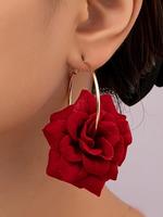 Rose Flower Design Hoop Earrings, Fashionable Jewelry for Women, Trendy All-match & Exquisite Jewelry for Birthday Gift