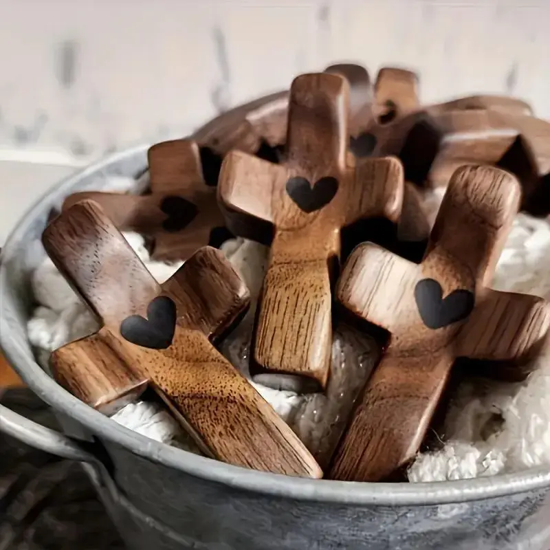 Wooden Cross Decoration, 6 Counts/set Multi-functional Spiritual Symbol, Suitable for Home and Office, Perfect Gift Idea Deco...