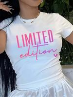 Women's Letter Print Round Neck Tee, Fashion Casual Crew Neck T-Shirt for Daily Holiday Vacation Outdoor Wear, Ladies Clothes...