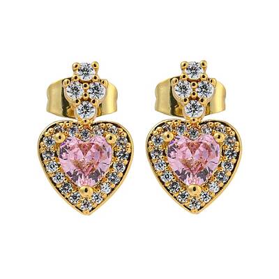 Brass Pave Cubic Zirconia Stud Earrings