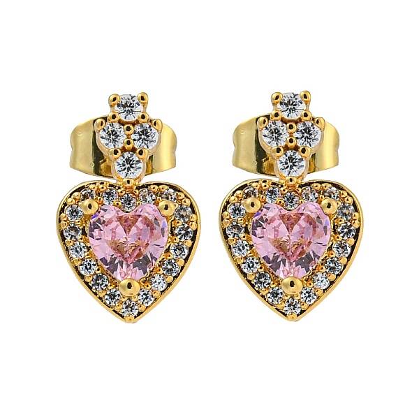 Brass Pave Cubic Zirconia Stud Earrings