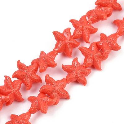Synthetic Coral Dyed Carved Beads Strands