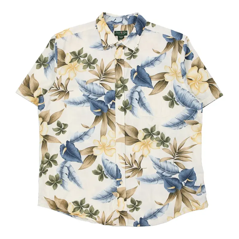David Taylor Floral Patterned Shirt - XL Beige Cotton