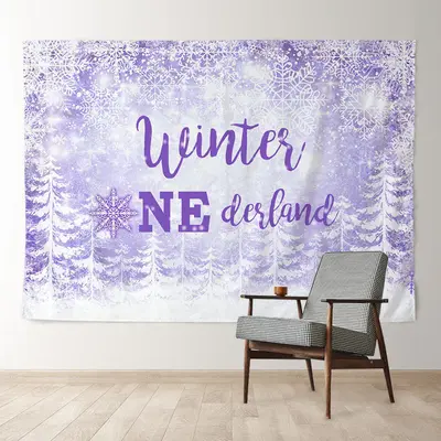 Aperturee Snowflake Purple Onederland Forest Winter Backdrop