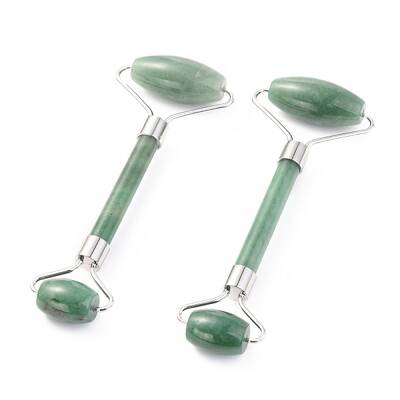 Natural Green Aventurine Brass Face Massager