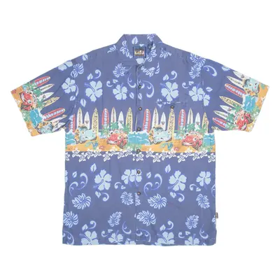 MCNEEL PALMER CLUBHOUSE Hawaiian Shirt Blue Floral Short Sleeve Mens L
