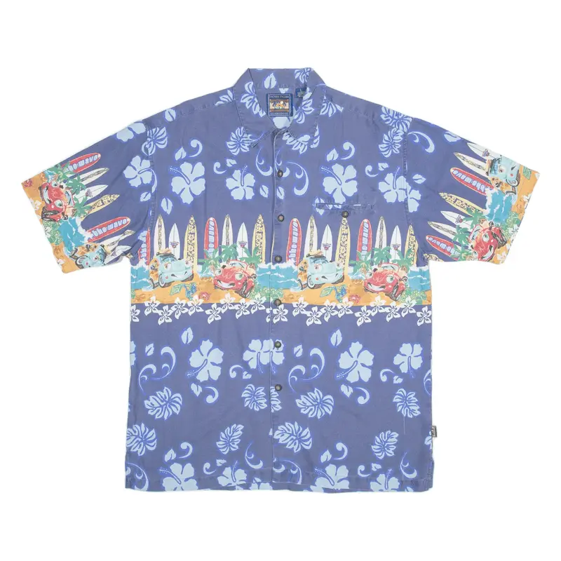MCNEEL PALMER CLUBHOUSE Hawaiian Shirt Blue Floral Short Sleeve Mens L