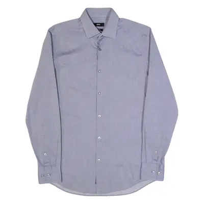 HUGO BOSS Slim Fit Mens Shirt Blue Spotted Long Sleeve M