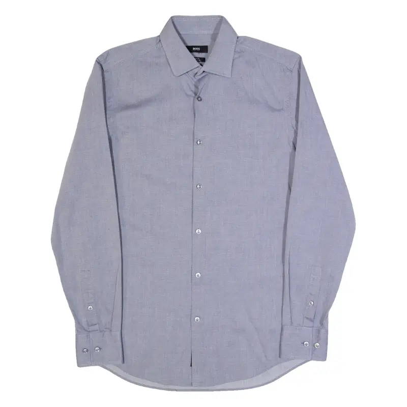 HUGO BOSS Slim Fit Mens Shirt Blue Spotted Long Sleeve M