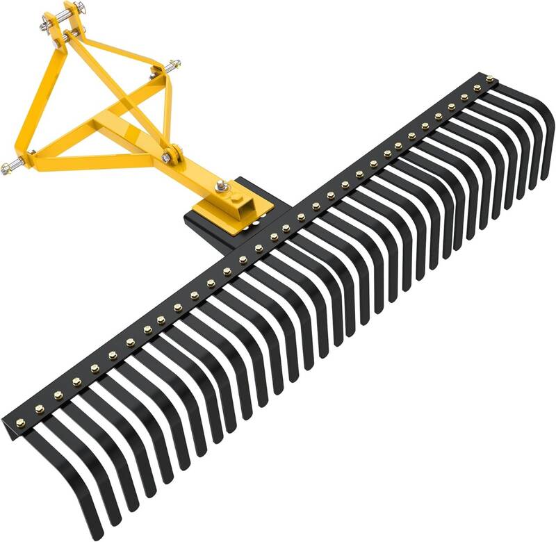 YITAMOTOR® 5 FT Landscape Rock Rake, 3 Point Attach Rake with 360 Degree Rotation Tow-Behind Garden Tool for Compact Tractor...
