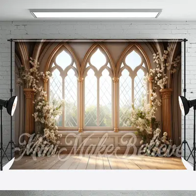 Moslem Window Floral Plants Photography Backdrop - Aperturee