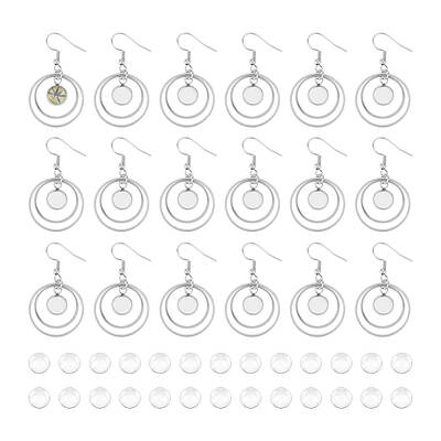 DIY Blank Dome Dangle 304 Stainless Steel Dangle Earring Making Kits