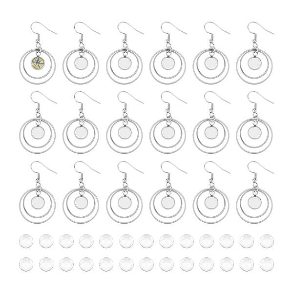 DIY Blank Dome Dangle 304 Stainless Steel Dangle Earring Making Kits