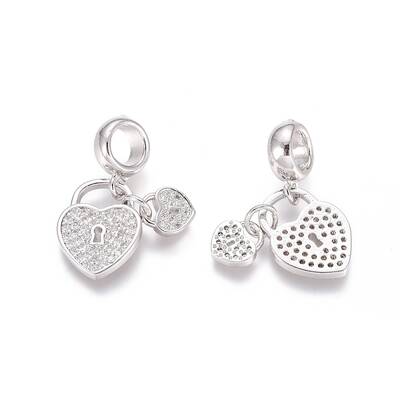 Brass Micro Pave Cubic Zirconia European Dangle Charms