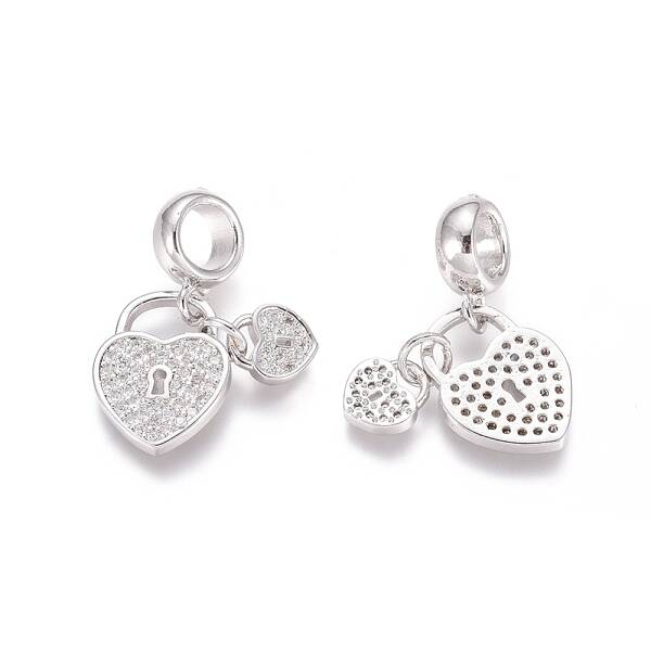 Brass Micro Pave Cubic Zirconia European Dangle Charms