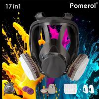 Reusable Respirators Pomerol Reusable Full Face Mask with Filter Cartridge - 17 in 1 Multi-Function Dual Filter Cartridge Ant...