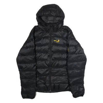 JACK WOLFSKIN Mens Puffer Jacket Black Hooded M
